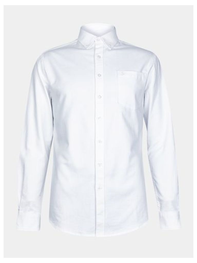 Mens Farah White Long Sleeve Oxford Shirt*, White