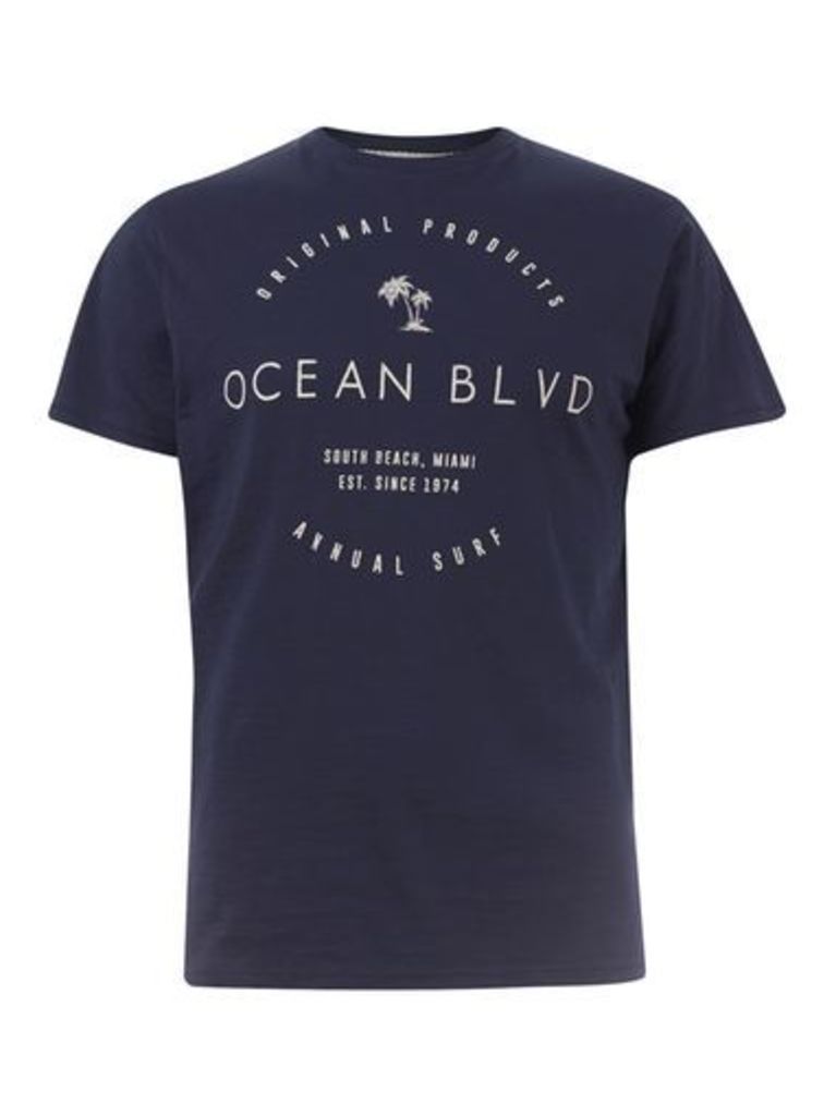 Mens Navy Ocean Blvd T-Shirt, Blue