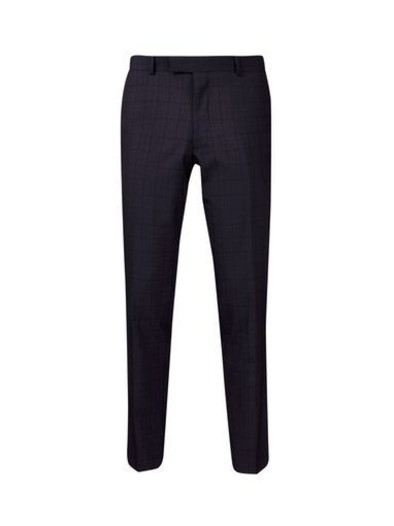 Mens West End By Simon Carter Navy And Black Check Slim Fit Suit Trousers*, grey