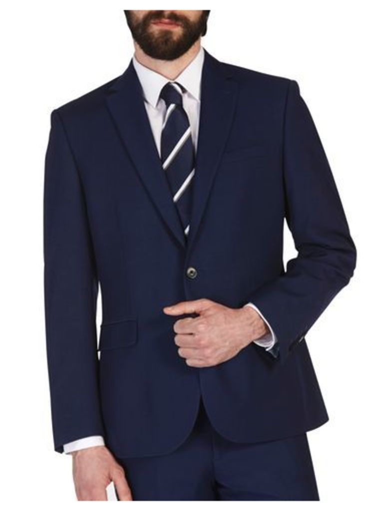 Mens Indigo Essential Tailored Fit Suit Jacket, Blue