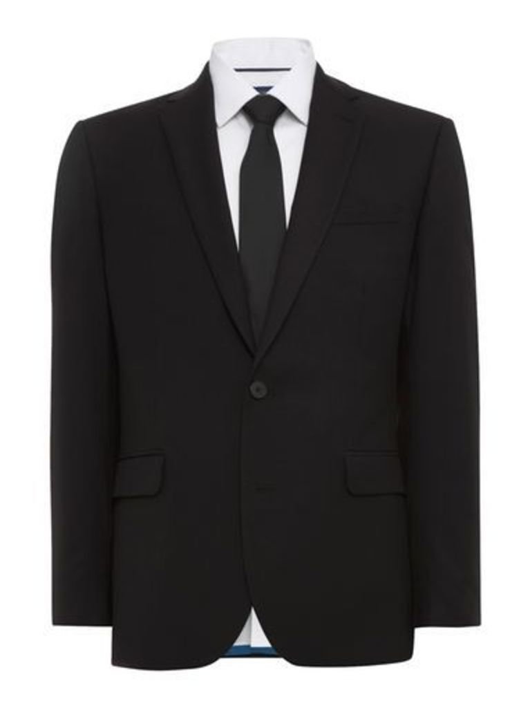 Mens Black Essential Tailored Fit Suit Jacket, Black