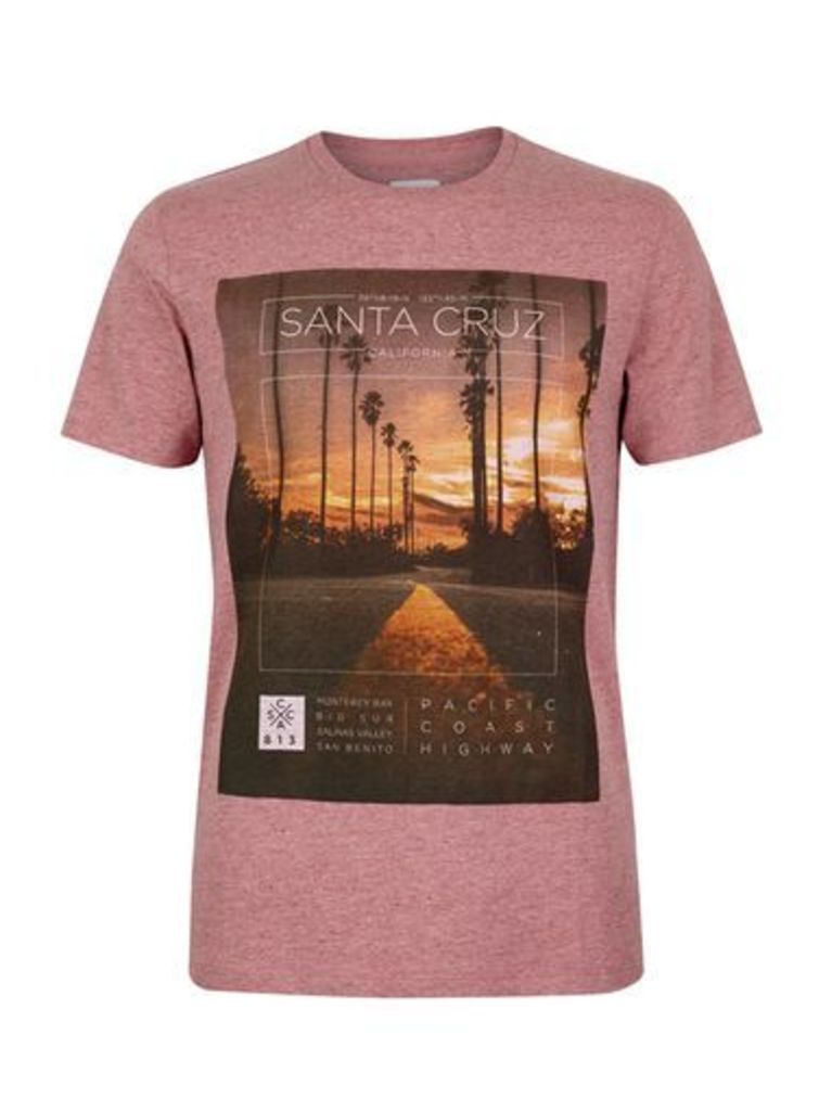 Mens Pink Santa Cruz Print T-Shirt, PINK