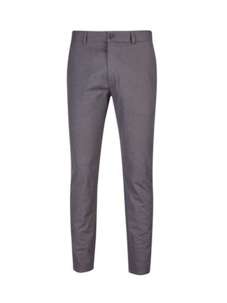 Mens Charcoal Dobby Textured Trousers, CHARCOAL