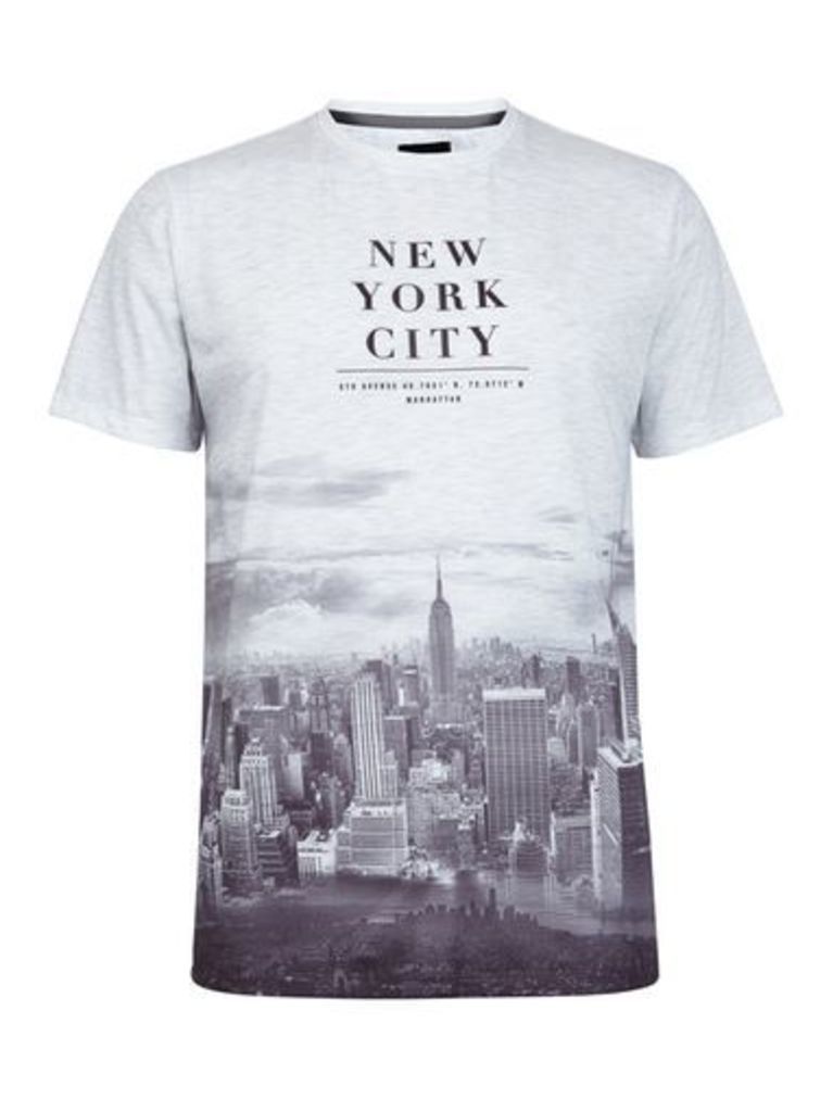 Mens White New York Print T-Shirt, White