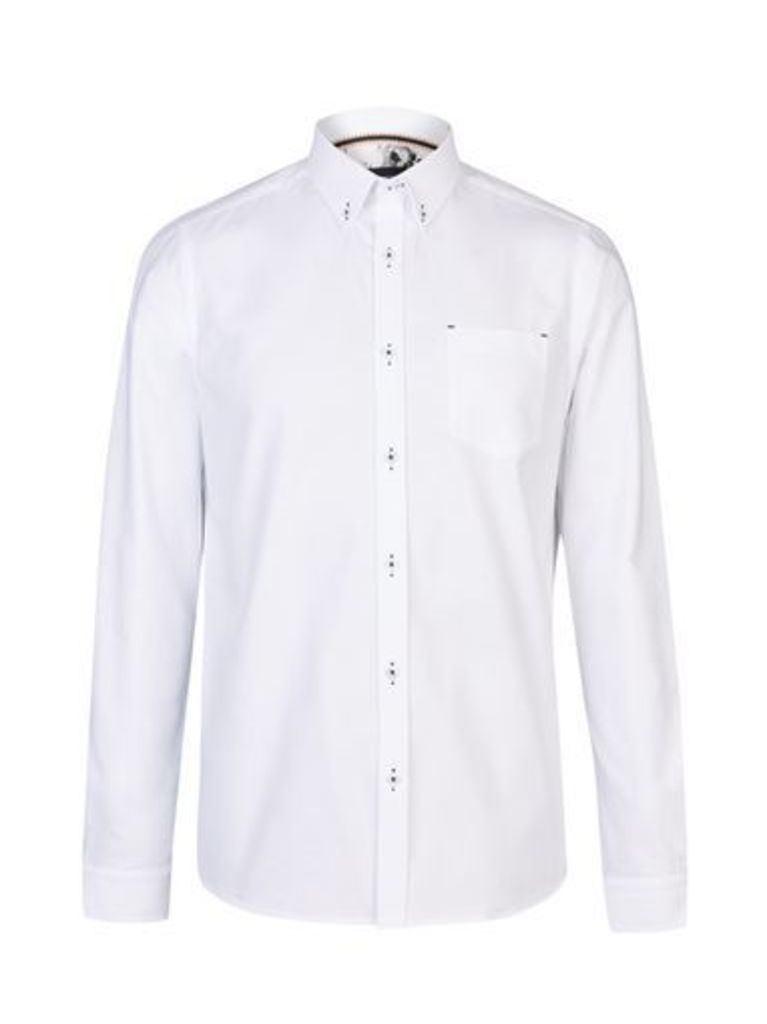 Mens White Long Sleeve Premium Oxford Shirt, White