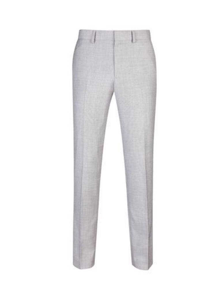 Mens Light Grey Skinny Fit Suit Trousers, Grey