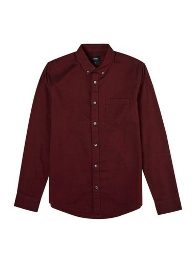 Mens Red Long Sleeve Oxford Shirt, RED