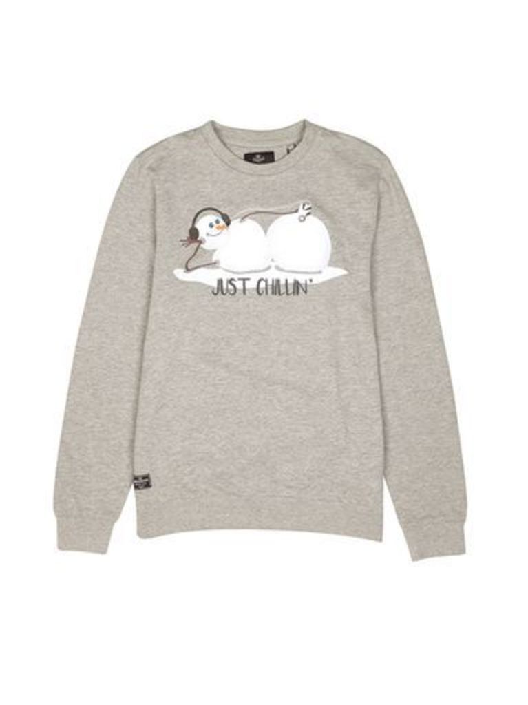 Mens Threadbare Grey 'Just Chillin' Christmas Sweatshirt*, Grey