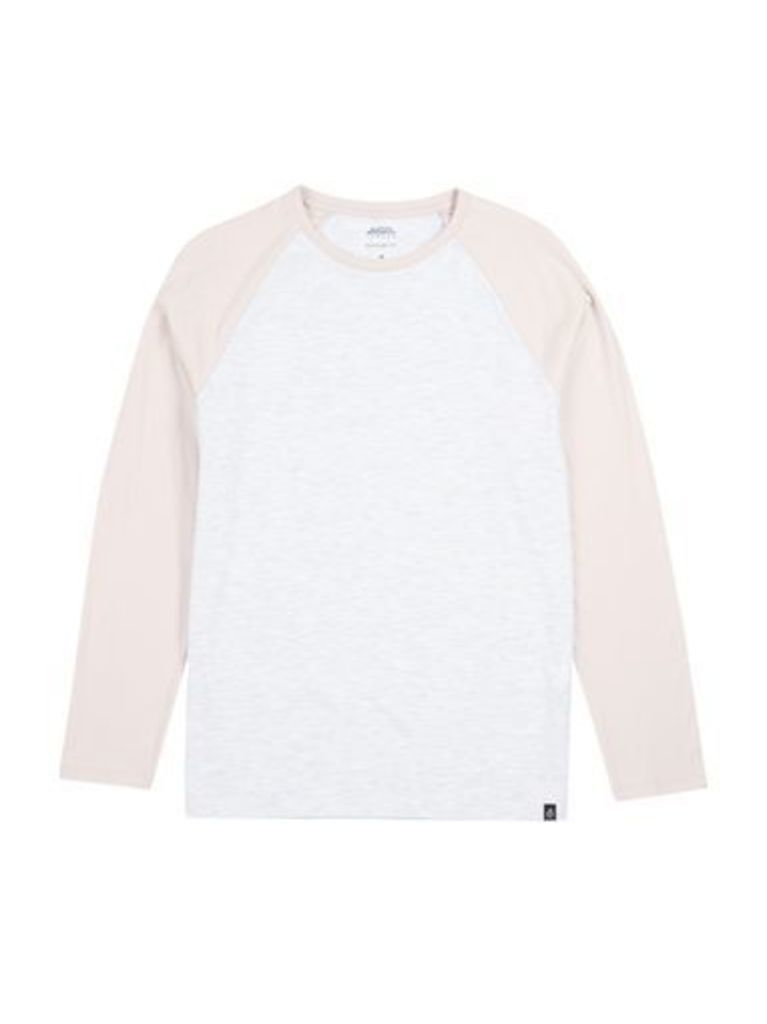 Mens Pink and Frost Grey Long Sleeve Raglan T-Shirt, Pink