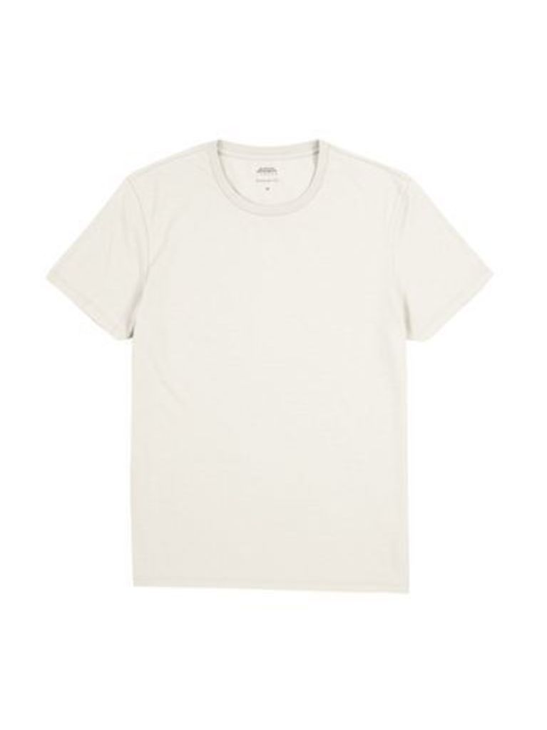 Mens Dove Marl Crew Neck T-Shirt, Cream
