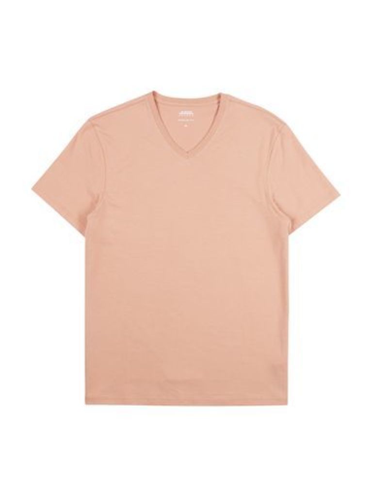 Mens Hot Coral V-Neck T-shirt, Orange