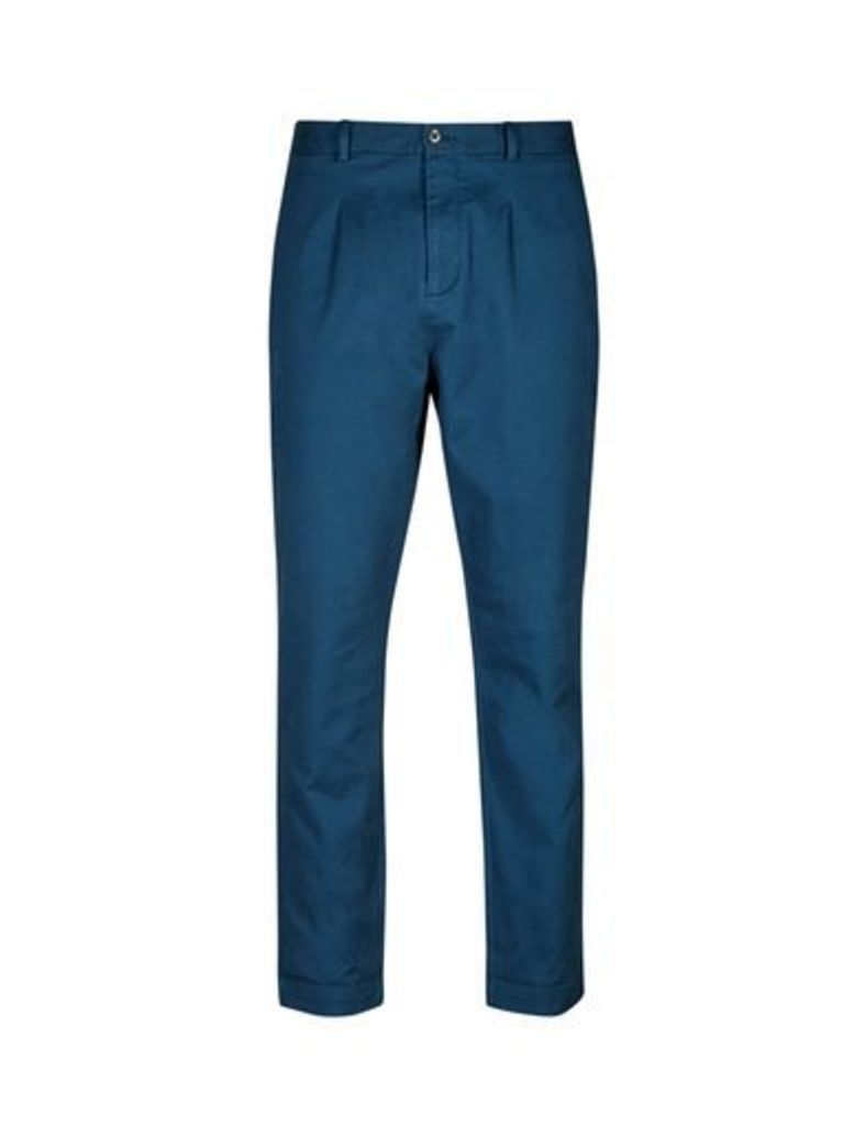 Mens Blue Carter Tapered Fit Washed Chinos, Blue