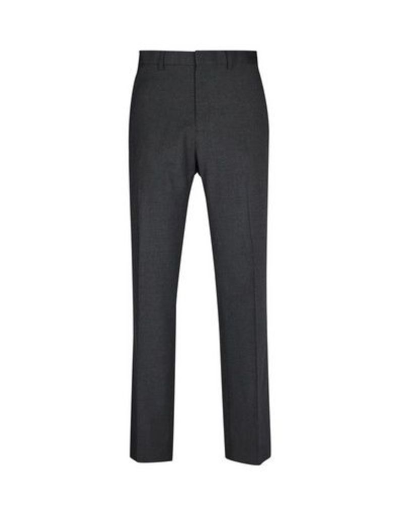 Mens Big & Tall Charcoal Tailored Fit Stretch Trousers, grey