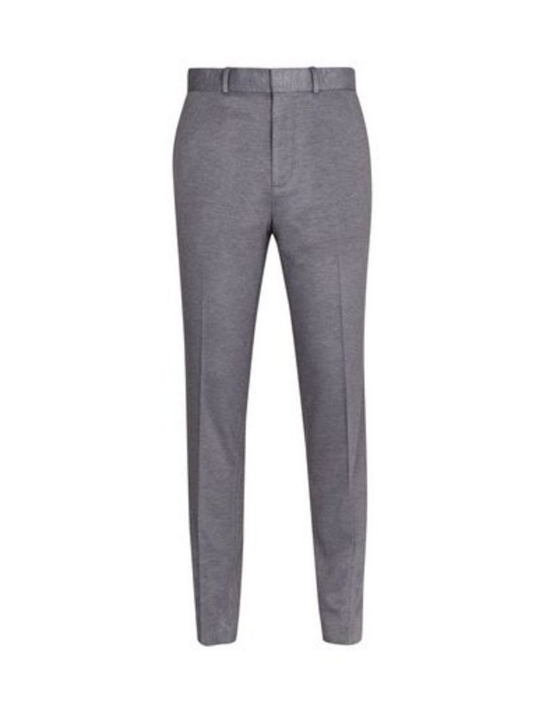 Mens Grey Slim Fit Stretch Jersey Trousers, Grey