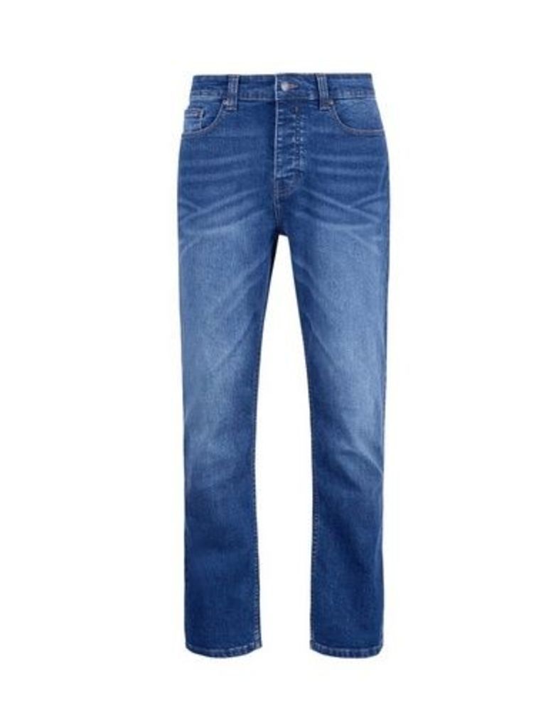 Mens Mid Blue Jude Bootcut Jeans, Blue