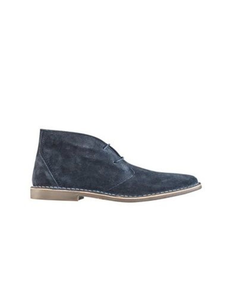 Mens Navy Real Suede Desert Boots, Blue