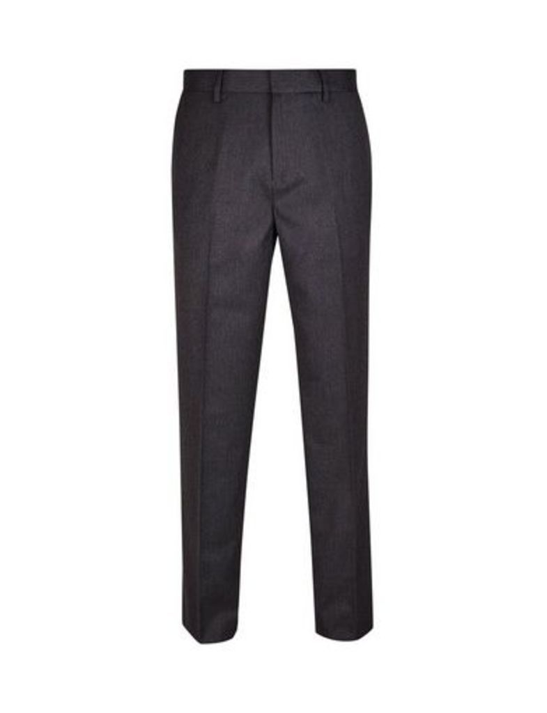 Mens Charcoal Regular Fit Stretch Trousers, CHARCOAL