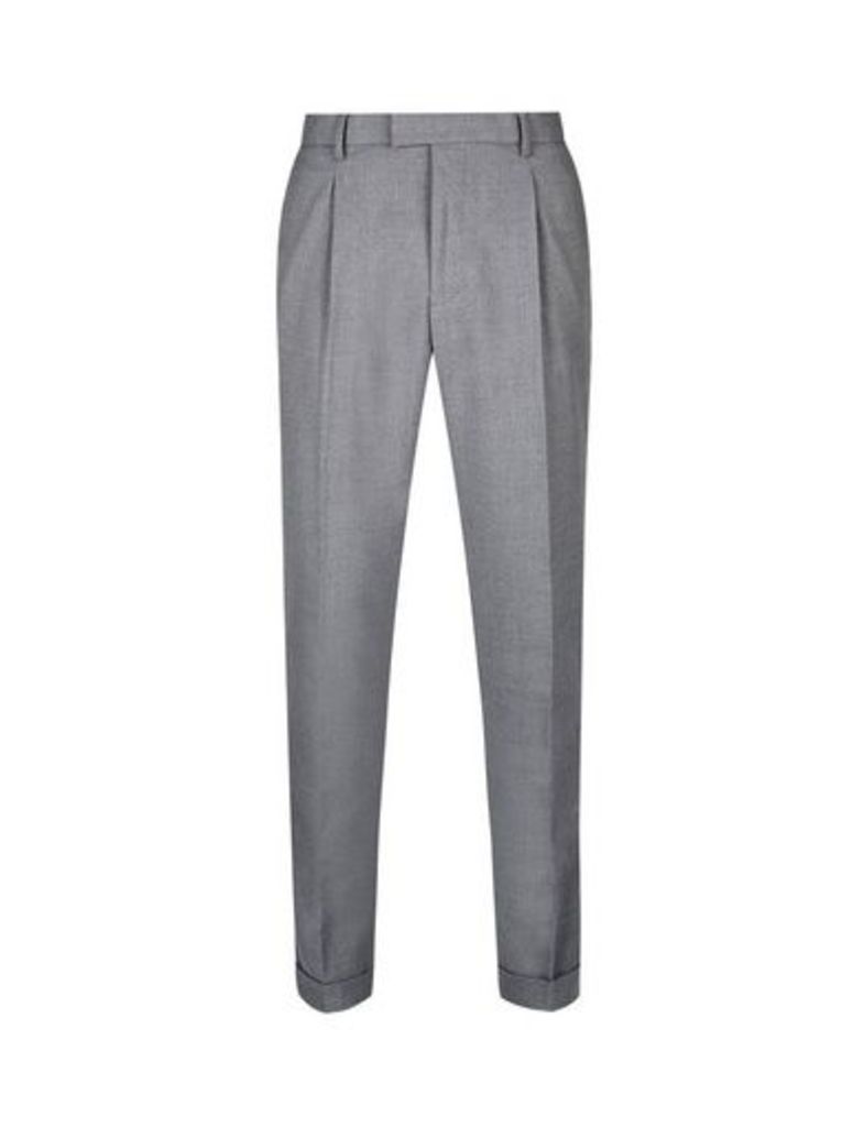 Mens Grey Tapered Fit Soft Touch Trousers, Grey