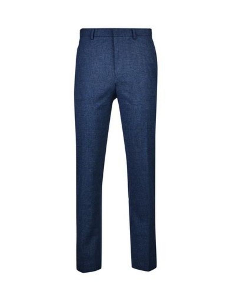 Mens Blue Texture End On End Skinny Fit Trousers, LT BLUE