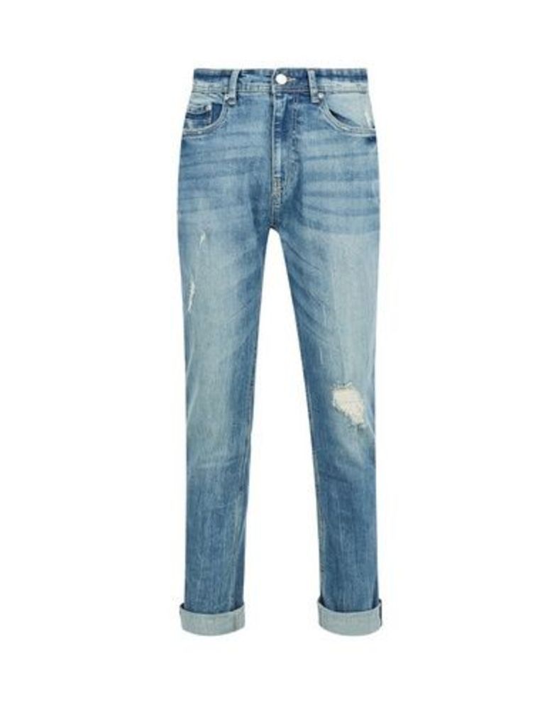 Mens Blue Tint Carter Tapered Fit Jeans, Blue