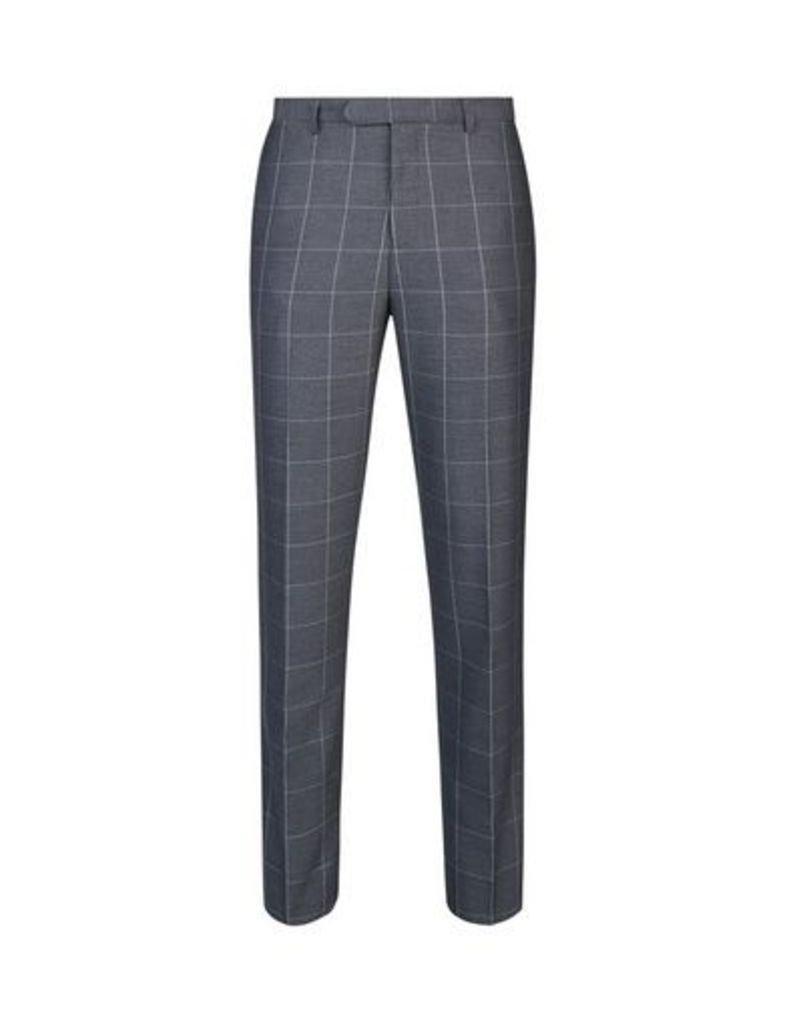 Mens 1904 Grey Windowpane Checked Slim Fit Trousers*, Grey