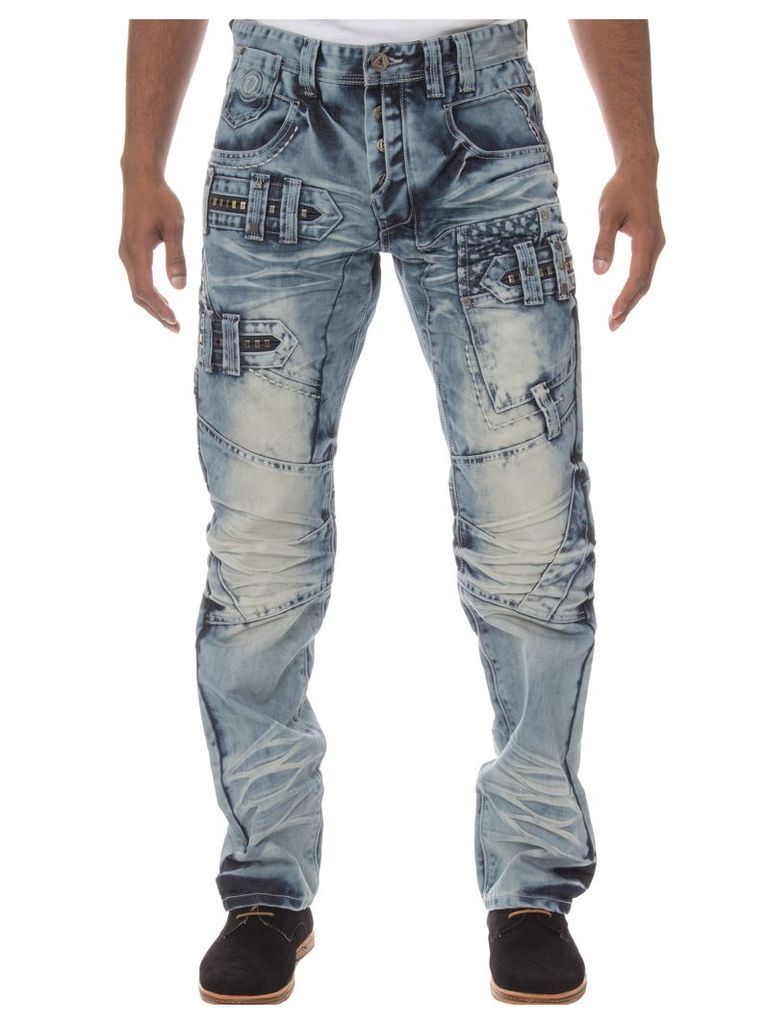 Mens Straight Fit Funky Light Stonewash Jeans