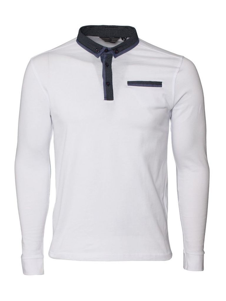 Knight Mens Long Sleeved White Polo