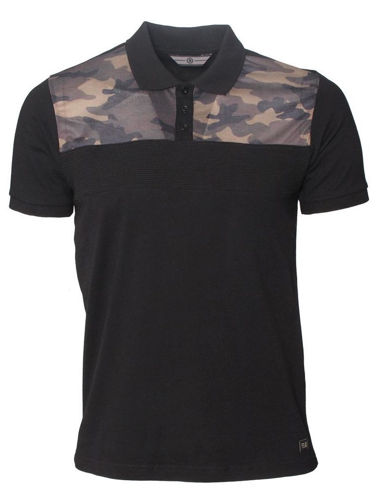 Reload Mens Camouflague Short Sleeved Black Polo