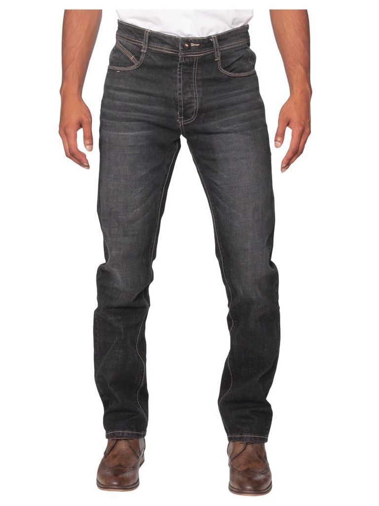 Mens Tapered Fit Stretch Black Wash Jeans