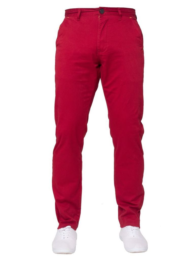Mens Tapered Fit Red Chinos