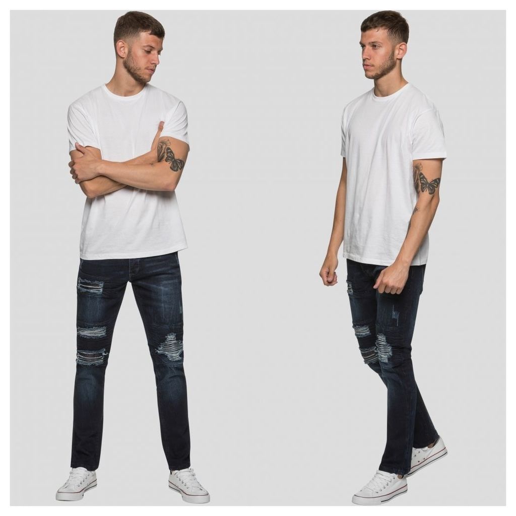 ETO Jeans Mens Slim Fit Stretch Jeans Indigo Wash EM599 28" Long Leg C