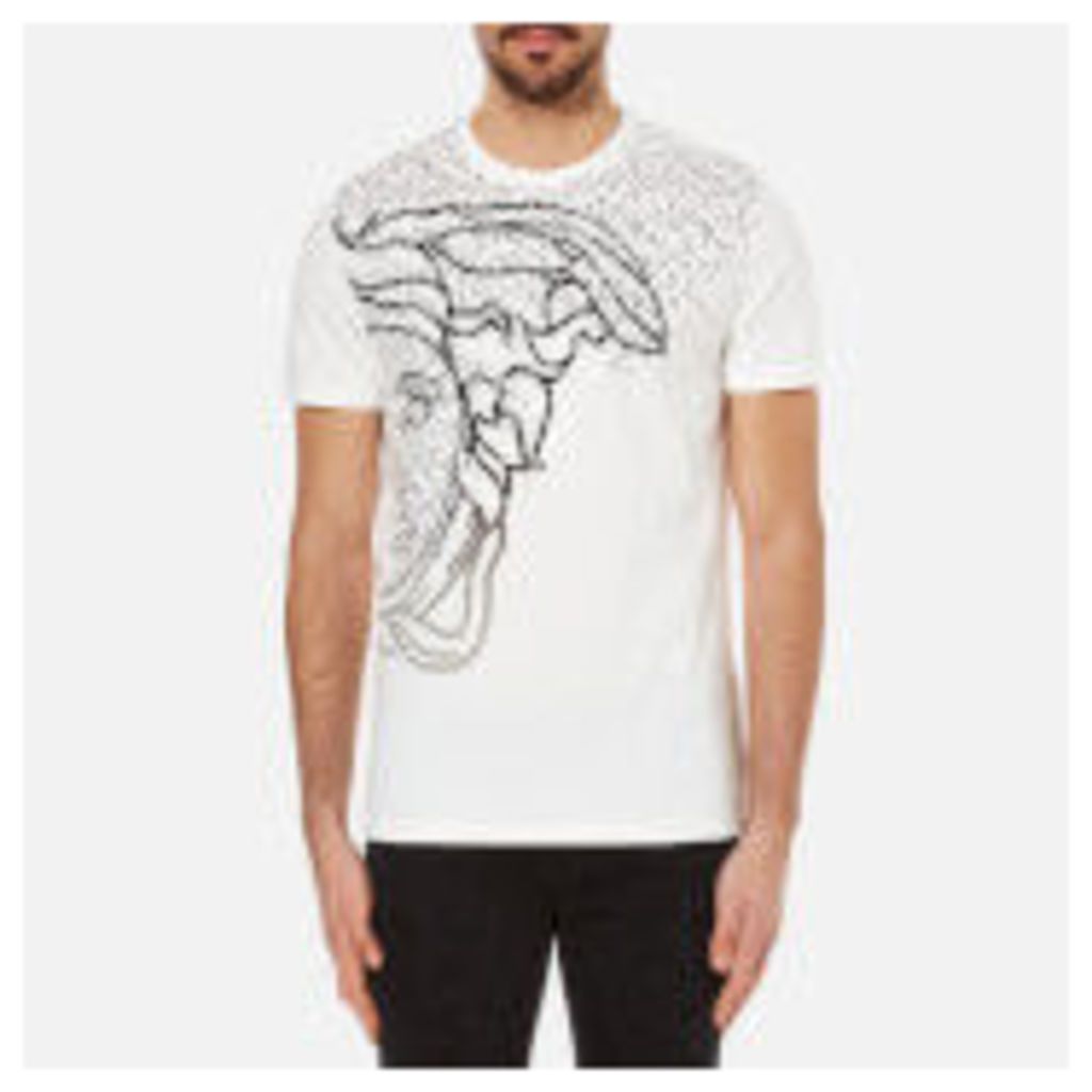Versace Collection Men's Half Medusa Head and Branded Printed T-Shirt - White - L