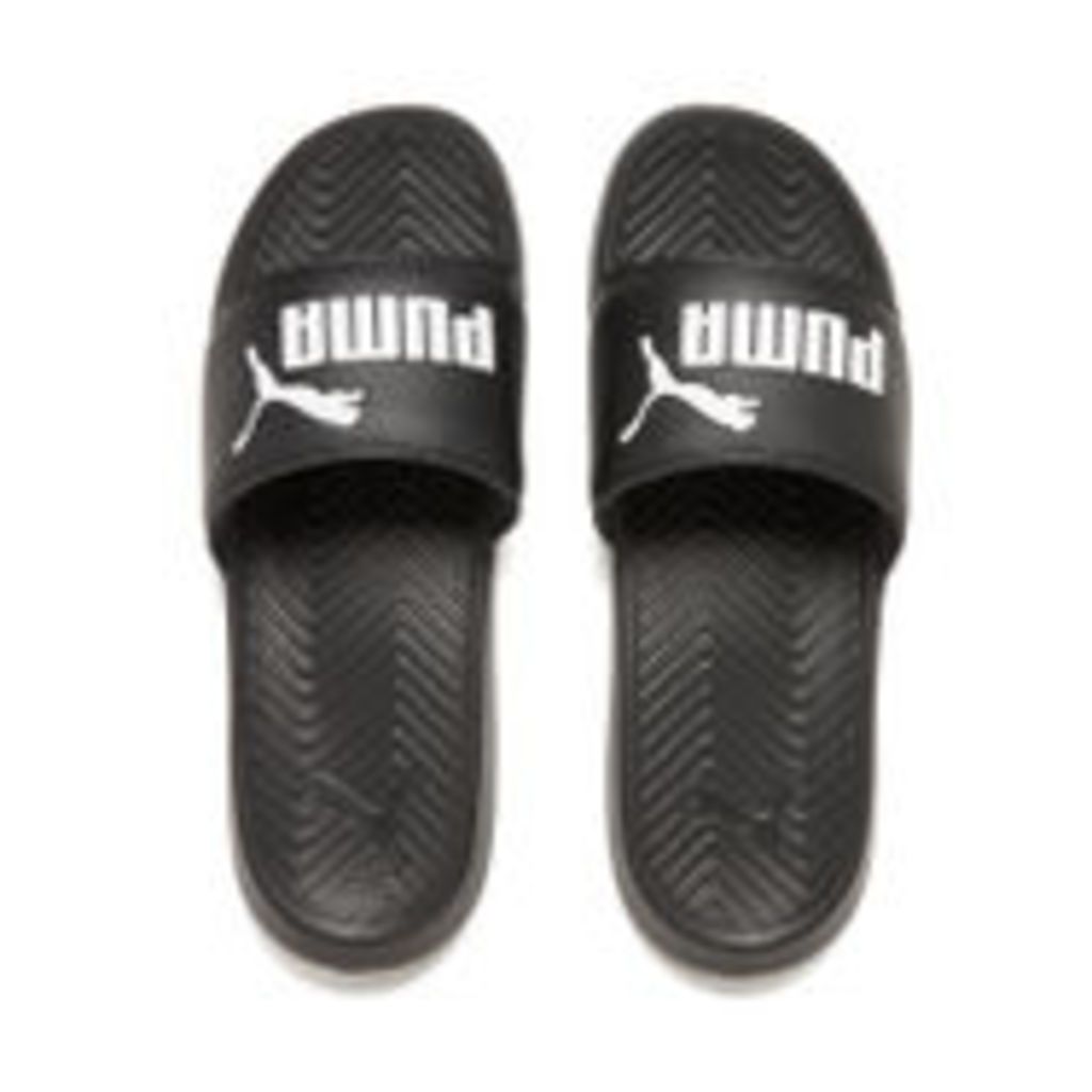 Puma Men's Popcat Slide Sandals - Black/Black/White - UK 10