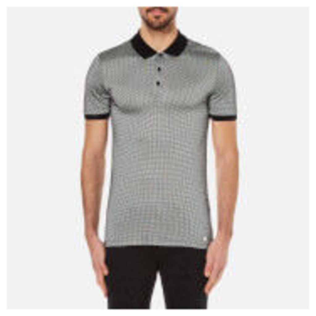 Versace Collection Men's Printed Polo Shirt with Contrast Collar - Black - L - Black