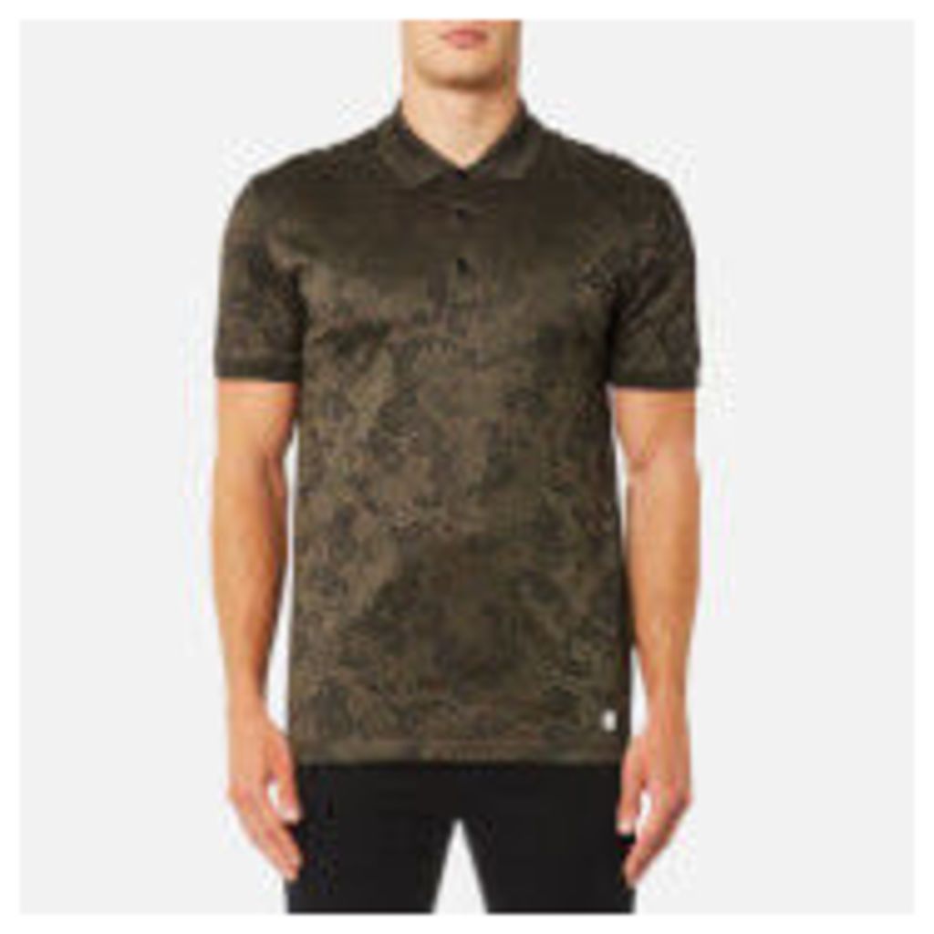 Versace Collection Men's All Over Pattern Polo Shirt - Beige-Nero