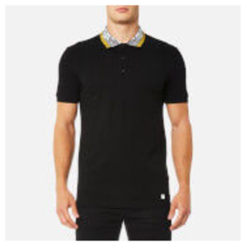 Versace Collection Men's Collar Detail Polo Shirt - Nero