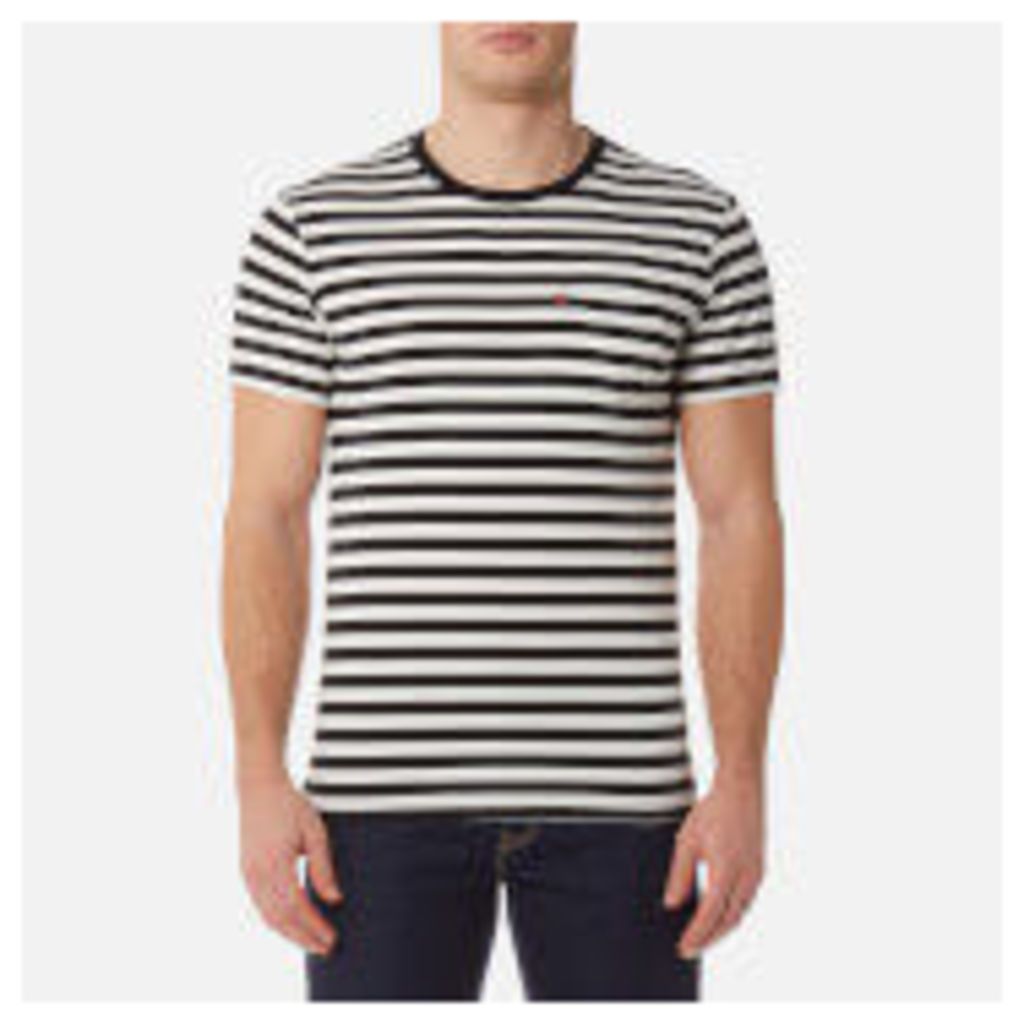 Levi's Men's Short Sleeve Set-In Sunset Pocket Shirt - Cooler Stripe Black/Marshmallow