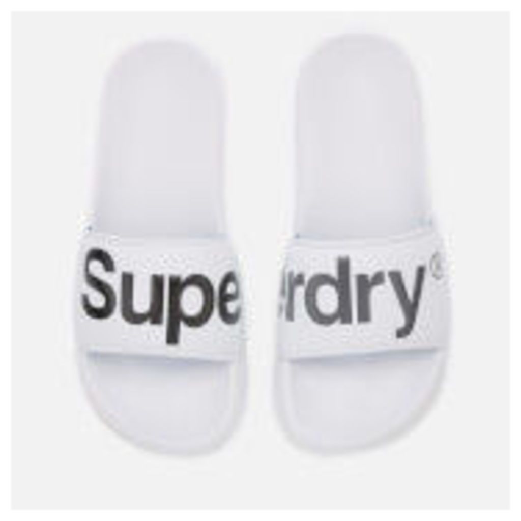 Superdry Men's Pool Slide Sandals - Optic White/Charcoal Grey