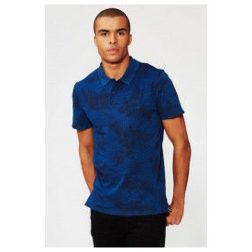 Threadbare Men's Blue Floral Print Polo Shirt - Blue