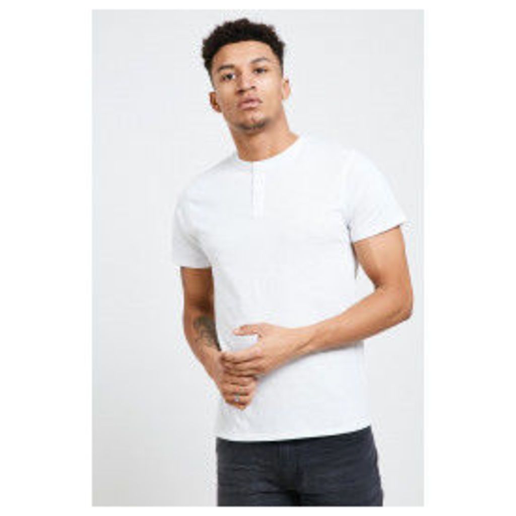 Threadbare Oliver Grandad Collar T-Shirt - White