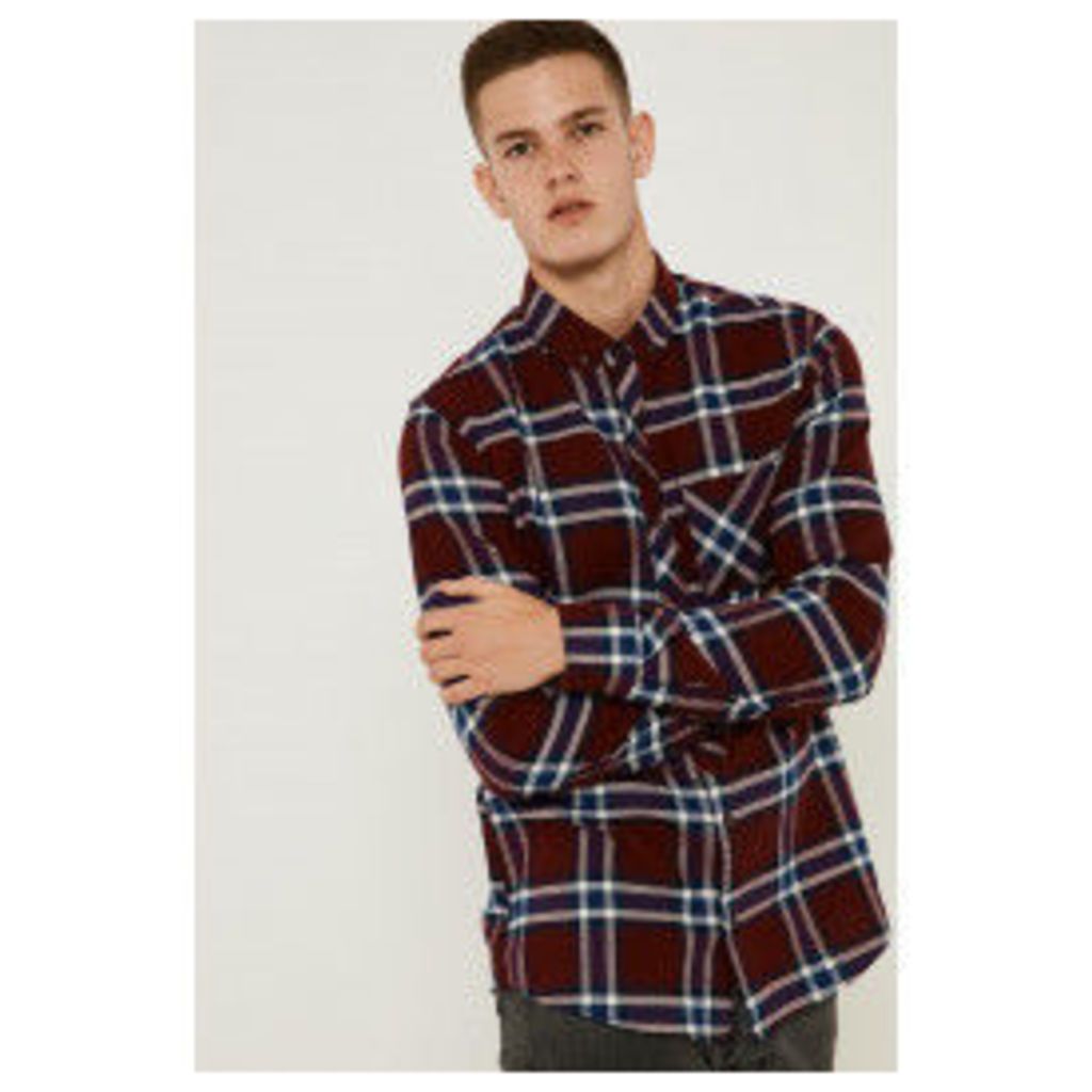 Threadbare Shawshank Long Sleeve Checked Shirt - Red