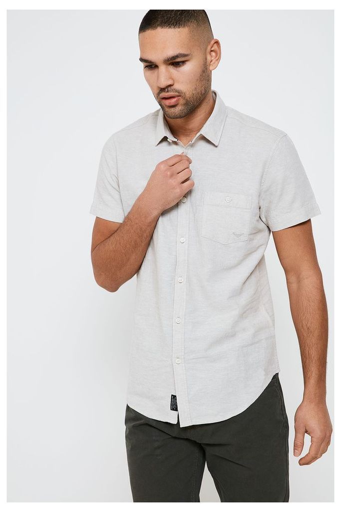 Threadbare Egerton Pocket Detail Short Sleeve Shirt - Beige