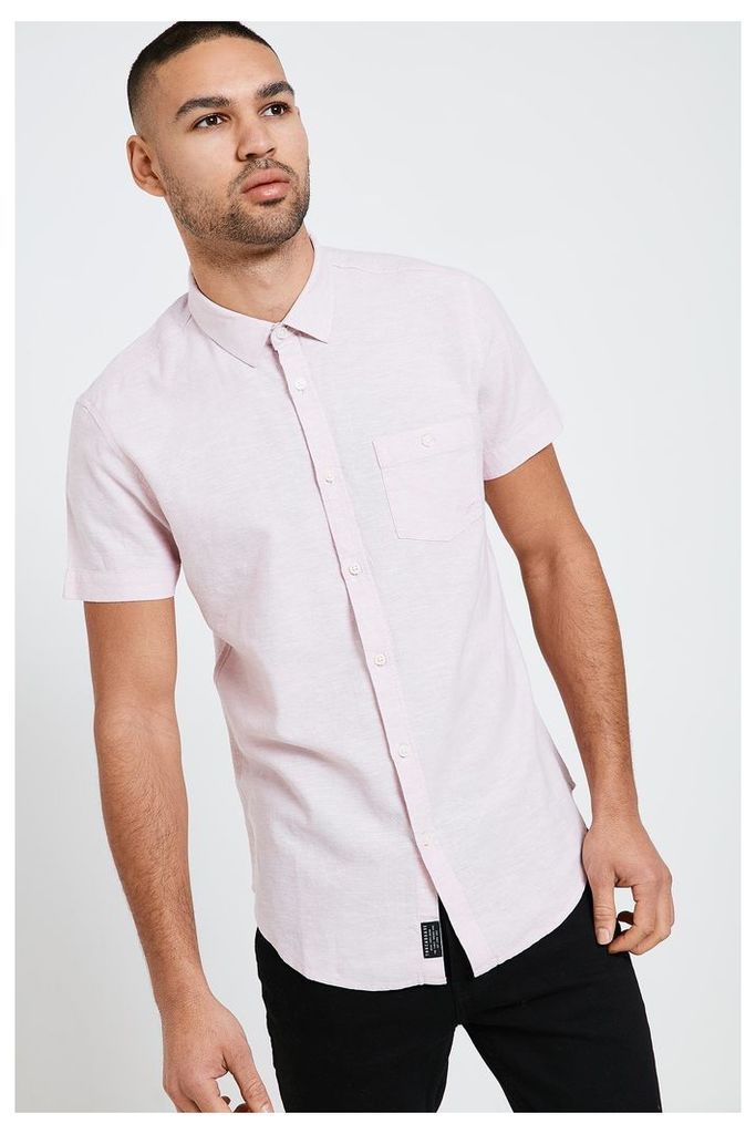 Threadbare Egerton Pocket Detail Short Sleeved Shirt - Pink
