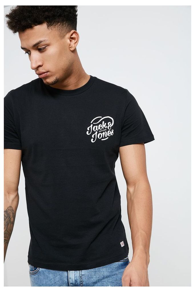 Jack & Jones Logo Crew Neck T-Shirt - Black