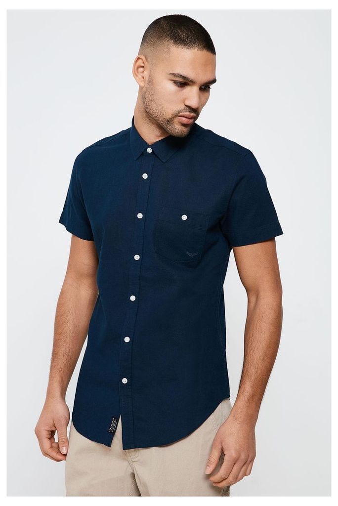 Threadbare Egerton Pocket Detail Short Sleeve Shirt - Navy