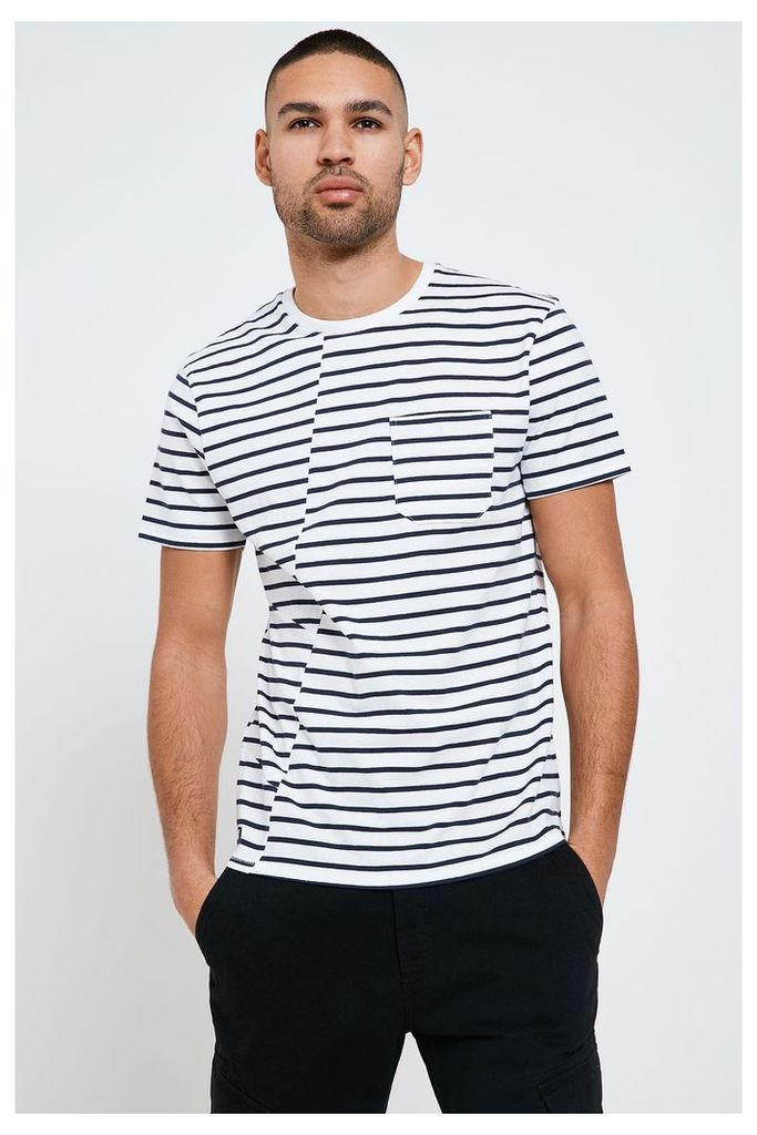 Threadbare Mad River Striped Pocket T-Shirt - White