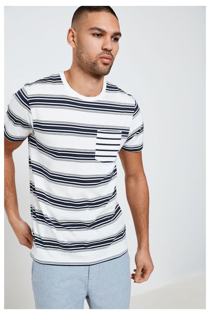 Threadbare Downey Striped Pocket T-Shirt - White
