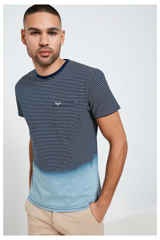 Threadbare Fortuna Ombre Striped T-Shirt - Blue