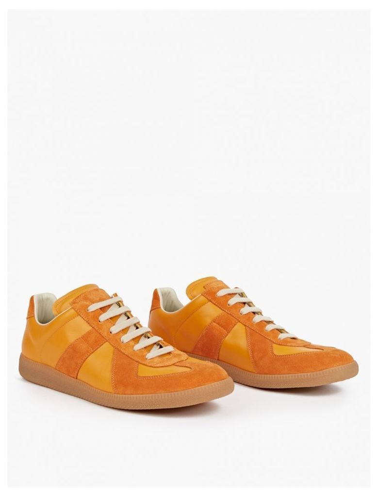 Orange Leather and Suede Replica Sneakers