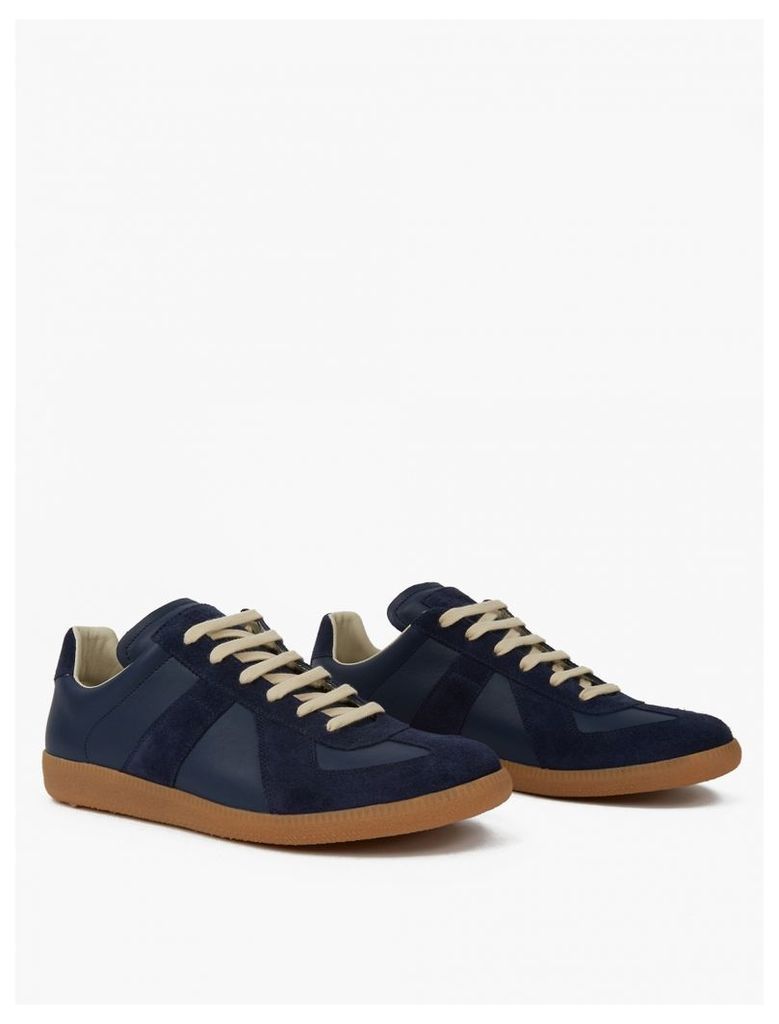 Blue Leather and Suede Replica Sneakers